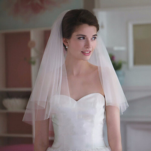 Hochzeitsschleier, doppellagig, beige, Kamm 1