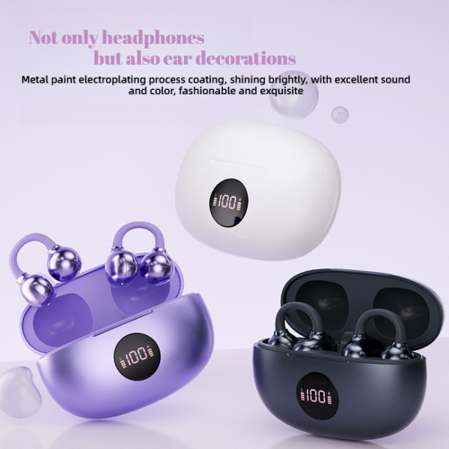 (WHITE) Wireless Bluetooth 5.4 Earclip Headset Power Display 360 ACS Panoramic Sound 2