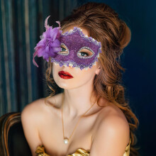 Se Kanten Maskerade Masker Met En Bloem Decoratie