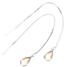 1Paar Gouden Threaded Oorbellen Met Maansteen