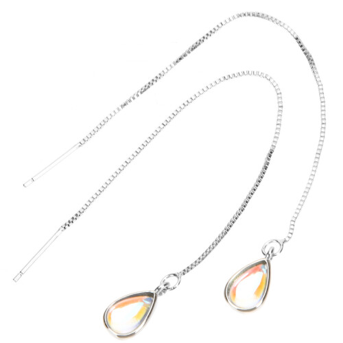 1Paar Gouden Threaded Oorbellen Met Maansteen