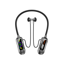 (GRAY) Bluetooth 5.4 Neckband Earphones Color Screen Wireless Sports Headset