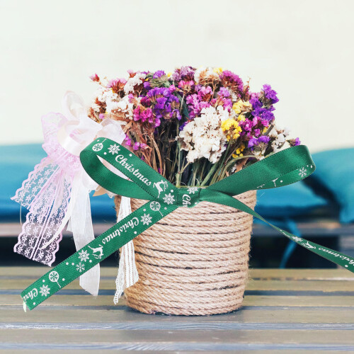 5Rollen Feestdecoratie Lint Kerst Print Glad Polyester 2