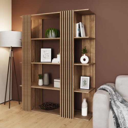 Rowan Wide Shelving Unit 183CM Tall - Oak 1