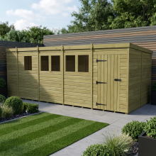 17 x 8 Pent Shed Tanalised (Single Door, With Windows)