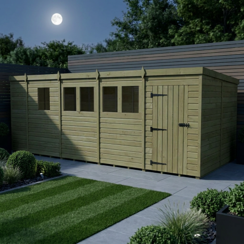 17 x 8 Pent Shed Tanalised (Single Door, With Windows) 2