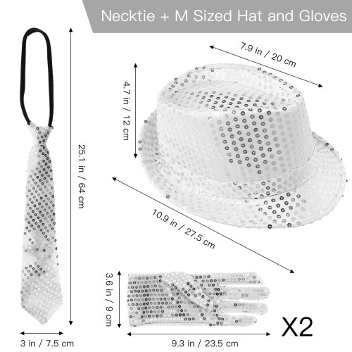 1Set Glimmend Jazz Hoed Handschoenen Stropdas Set 1