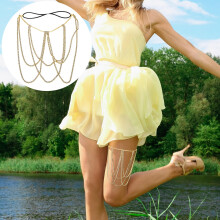 1X Stralende Rijnoord Leg Chain Met Bedel - Modieuze Body Chain