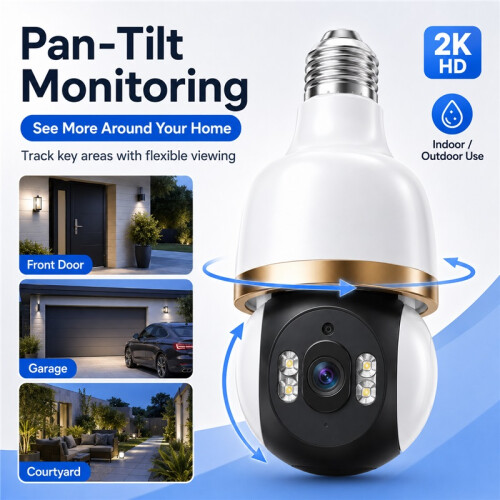2K Bulb Security Camera 24GHz Socket Cam Remote Control 1