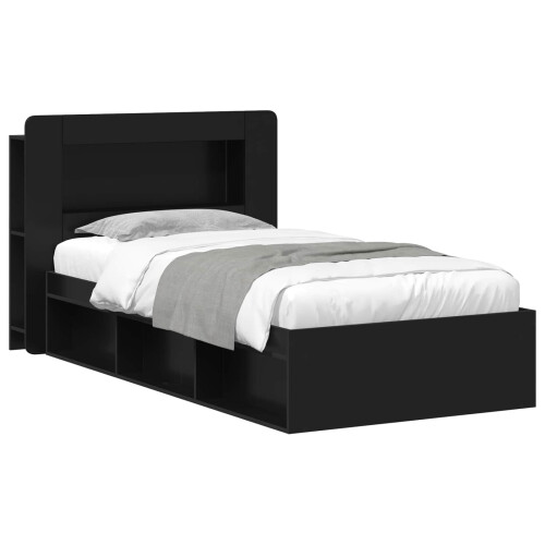 VidaXL vidaXL Bed Frame with Storage Black 90 x 190 cm Engineered Wood 1