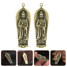 2St Unieke Retro Messing Guanyin Hanger Voor Sleutelhanger DIY