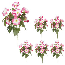6 Pcs White Artificial Petunias Flowers for Outdoors UV Resistant Faux Silk Flowers Realistic Fake Flowers
