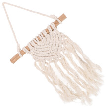 Boheemse Beige Geweven Wandhanger Met Sierlijke Kwasten