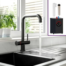 3 in 1 Single Lever Boiler Complete Kitchen Mixer Tap Set - Matt Black