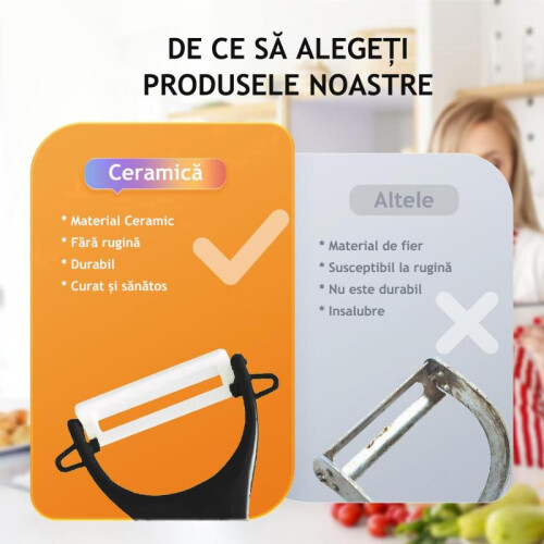 Black Ceramic Fruit and Vegetable Peeler - Multipurpose Kitchen Peeler, Ceramic Blade, Rust-Proof Easy Clean, Ergonomic Handle 1