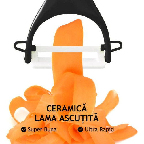 Black Ceramic Fruit and Vegetable Peeler - Multipurpose Kitchen Peeler, Ceramic Blade, Rust-Proof Easy Clean, Ergonomic Handle 2