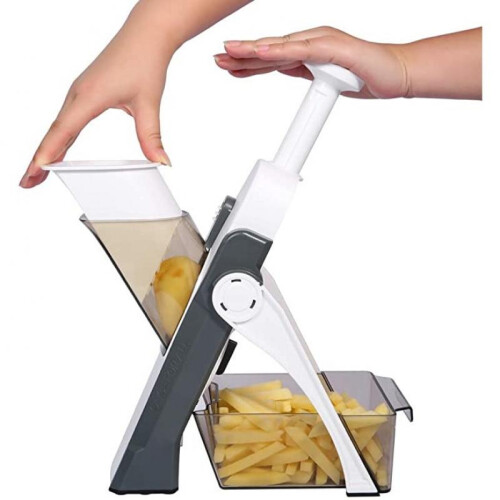 Multifunctional Vegetable Slicer 30 Different Cuts Kitchen Mandoline Potato Press Handheld Foldable Gray 2