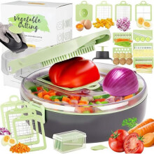 Feliator Manual Multifunctional Vegetable and Fruit Slicer, Stainless Steel Blades, 1.2L Container, Vegetable Slicer Chopper