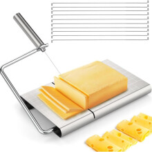 Feliator de brânză Stainless Steel Cheese Slicer with Handle, Wire Cutter and 10 Replacement Wires, Silver