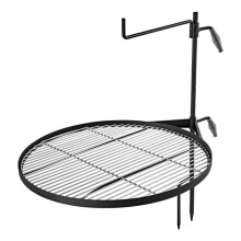 Grelha de Fogo de Acampamento Pivotante 62 cm-Duoku-Acessório de Churrasco em Estaca para Cozinhar ao Fogo de Madeira ao Ar Livre, Redonda