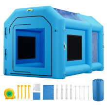 Cabina di Verniciatura Gonfiabile 4x2,5x2,5 m-Duoku-con Soffiatore da 750 W Blu, Tenda Portatile Dotata di Filtro in Cotone Grande Dimensione