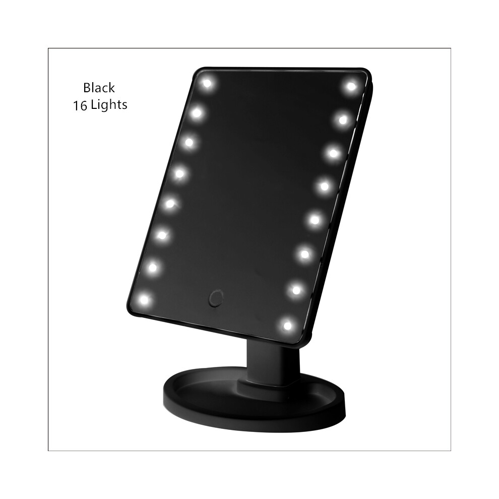 (Black, 22 Lights) 360?? Rotating LED Touch Screen Cosmetic Makeup Mirror Desktop Mirror With 16/22 LEDs