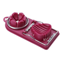 Feliator Multifunctional Egg Slicer, Cheese and Fruit Cutter, 2 Cutting Shapes, Hanging Hook, 20 cm, Cherry Red