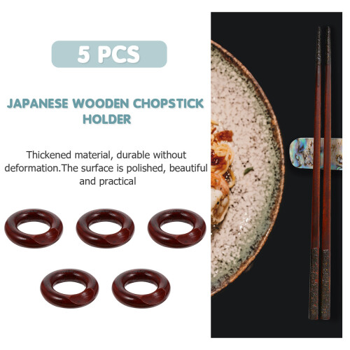 5St Decoratieve Chopsticks Houder in Donkerrood