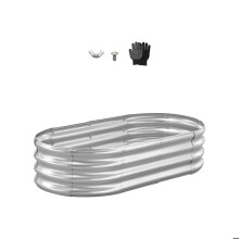 Potager Surélevé en Métal 120x60x29 cm-Duoku-Bac de Jardinage Ovale Galvanisé avec Fond Ouvert, Idéal pour Cultiver Légumes, Fleurs