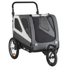 Remorque pour Chien et Poussette 2 en 1-Duoku-Cadre Pliable Pratique avec Roues à Démontage Rapide, Attache Universelle pour Vélo