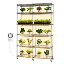 Support pour Plantes d'Intérieur-Duoku-avec Lampe de Croissance, Étagère Métallique à 6 Niveaux, Double Rangée, Hauteur de 180 cm