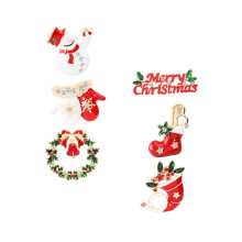 6St Zinklegering Kerst Broches Met Vrolijke Cartoon Patronen