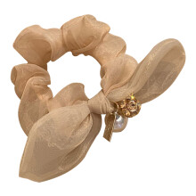 1St Lichtbruine Elastische Organza Haarring Elegant En Glad