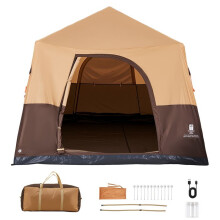 Tenda Inflável Duoku para 8 Pessoas, Camping em Família, Equipado com uma Bomba Recarregável, Tubos de Ar em TPU, Bege