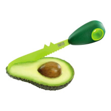 Multifunctional Avocado Cutter Kuhn Rikon, Safe Pit Extractor, Flexible Slicer, Easy Care, Dishwasher Safe, ABS/Silicone/Stainless Steel, Green