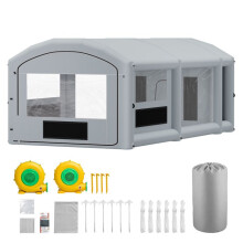 Cabina di Verniciatura Gonfiabile 9x4,8x3,6 m-Duoku-con Soffiatore da 750W e 950W, Grigia, Tenda Portatile Dotata di Filtro in Cotone