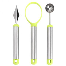 Fruit Carving Tool Set 3 Pieces Peeler Knife DIY Sculpture Tools Green Silver Kitchen Accessories
