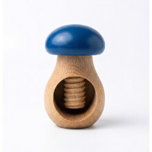Wooden Walnut Cracker Peewit Mushroom Shape Blue Top 10x6cm Nutcracker