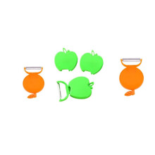 JUDASTAR 5-Piece Collapsible Apple-Shaped Fruit and Vegetable Washer Set, Green/Orange, Portable Multi-Function