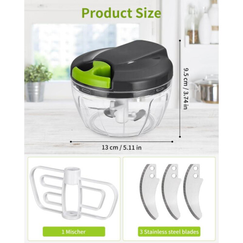 Feliator Manual Food Chopper 520ml Multicolor Vegetable Meat Grinder Kitchen Processor Easy Clean 1