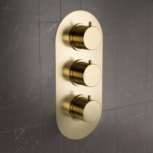 Nes Home Brushed Brass Two Outlet Concealed Thermostatic Mixer Valve