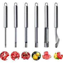 Stainless Steel Fruit Corer Set 5 Sizes + 1 Pepper Corer Silver 6 Pieces Kitchen Tool
