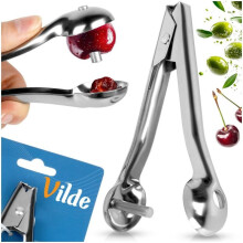 Vilde Stainless Steel Cherry Pitter 13.5x8cm Silver Manual Cherry Corer Kitchen Fruit Pit Remover