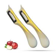 RKA 2-Piece Curatator Set Solingen – Potato Vegetable and Fruit Peeler, Gold and White, Ambidextrous with Interchangeable Blade
