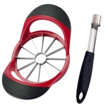 [2-Pack] Apple Corer and Slicer, SINBINTA, Stainless Steel Blade, Safe & Easy to Clean, Non-Slip Ergonomic Handle, Black, 20x10x5.5/18x2.2x2cm