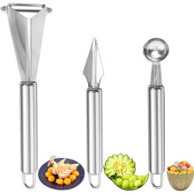 ComResi 3-Piece Stainless Steel Fruit Carving Knife Set, Multifunctional Home & Restaurant Carving Tool