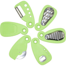 6-in-1 Fruit and Vegetable Tools Set Stainless Steel Green Peeler Slicer Corer Zester Melon Baller Kitchen Gadgets