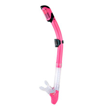 (Pink) Adult Dry Top Easy-Breath Snorkel for Scuba Diving Snorkeling with Silicone Mouthpiece Purge Valve