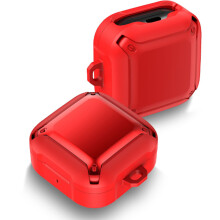 (Red) Slim Shockproof Protective Case for Samsung Galaxy Buds Live with Keychain