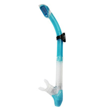 (Lake Blue) Adult Dry Top Easy-Breath Snorkel for Scuba Diving Snorkeling with Silicone Mouthpiece Purge Valve